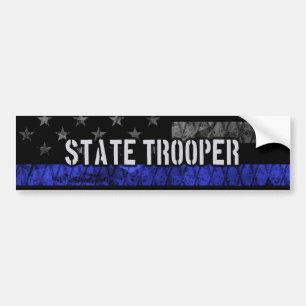 Distressed State Trooper Police Flag Bumper Sticker