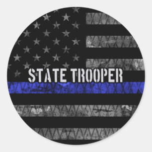 Distressed State Trooper Police Flag Classic Round Sticker