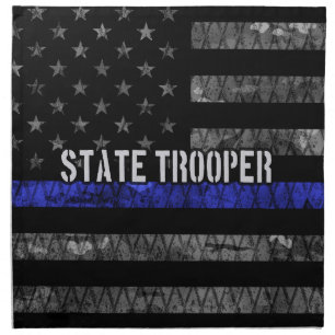 Distressed State Trooper Police Flag Cloth Napkin