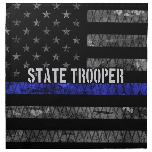 Distressed State Trooper Police Flag Cloth Napkin (Front)