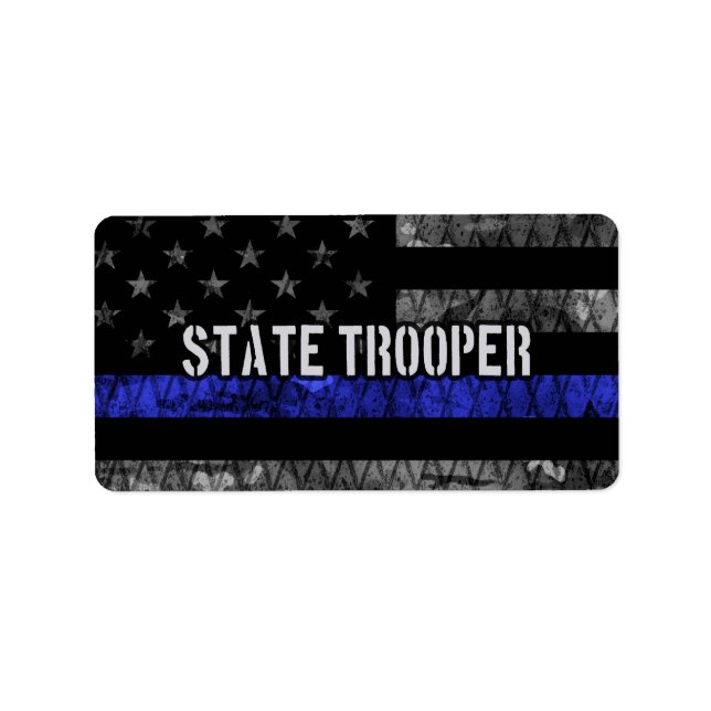 Distressed State Trooper Police Flag Label (Front)
