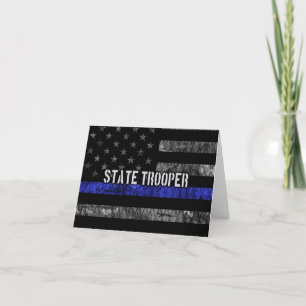 Distressed State Trooper Police Flag Letterpress Thank You Card