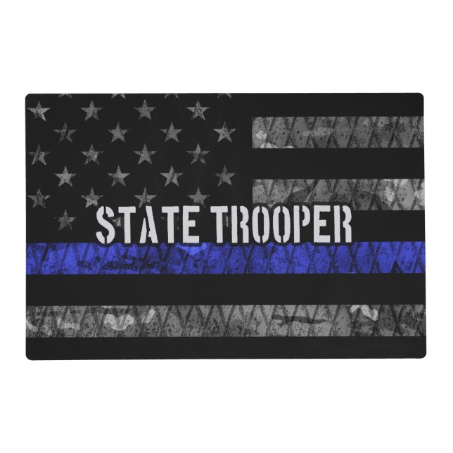 Distressed State Trooper Police Flag Placemat (Front)