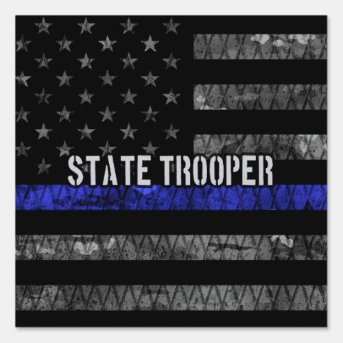 Distressed State Trooper Police Flag Sign