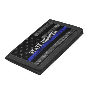 Distressed State Trooper Police Flag Tri-fold Wallet