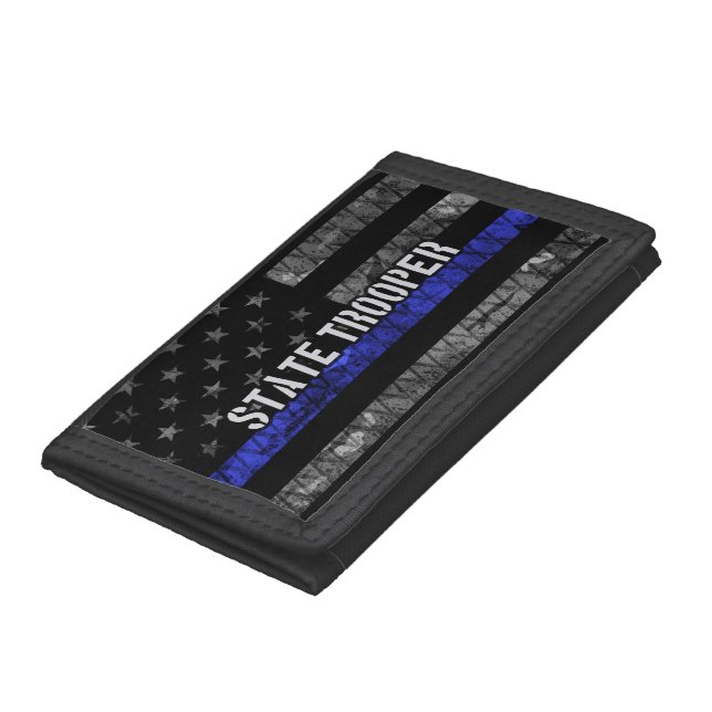 Distressed State Trooper Police Flag Trifold Wallet (Bottom)