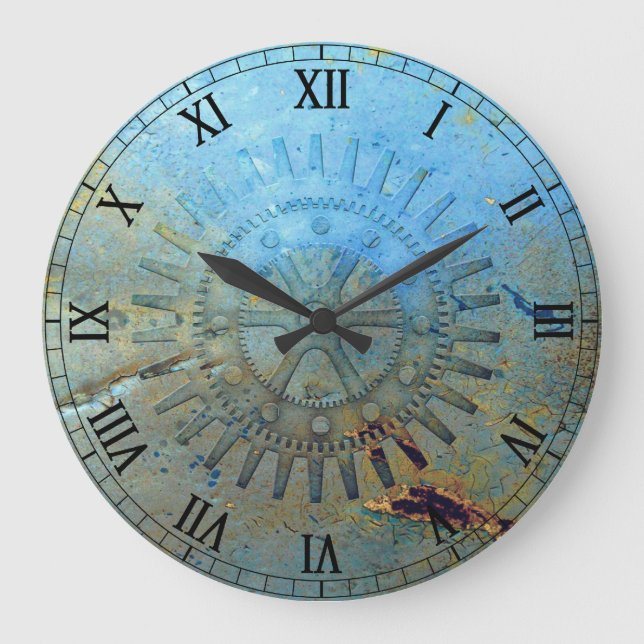 Distressed Steampunk Gears Wall Clock (Front)