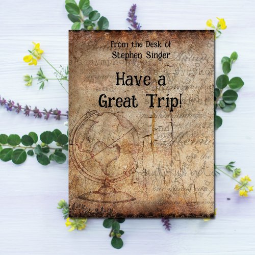 Distressed Steampunk Globe Travel Journal Paper Card