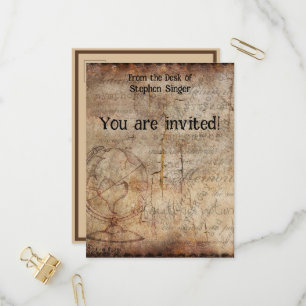 Distressed Steampunk Globe Travel Journal Paper Invitation Postcard