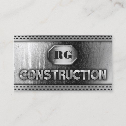 Distressed Steel Metal and Grill Mesh Construction Business Card