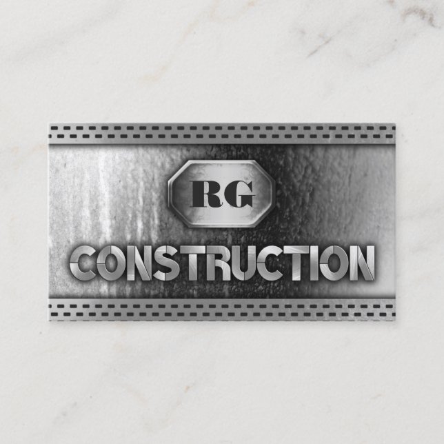 Distressed Steel Metal and Grill Mesh Construction Business Card (Front)