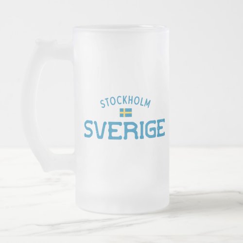 Distressed Stockholm Sverige Sweden Frosted Glass Beer Mug