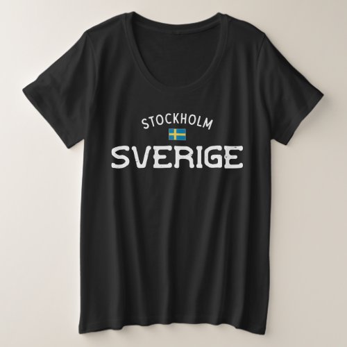 Distressed Stockholm Sverige Sweden Plus Size T_Shirt