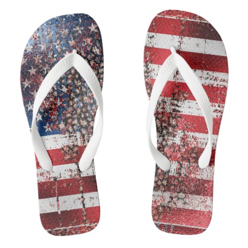  Distressed Striped USA Flag AP27 Grunge Flip Flops