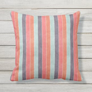 Distressed Stripes Sea Green, Charcoal and Coral 