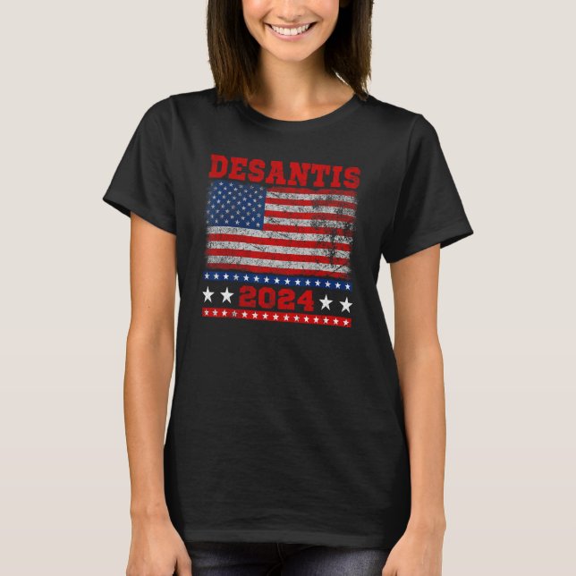 Distressed Style American Flag Desantis 2024 T-Shirt (Front)