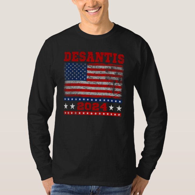 Distressed Style American Flag Desantis 2024 T-Shirt (Front)