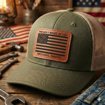 Distressed Style American Flag Leather Patch Hat
