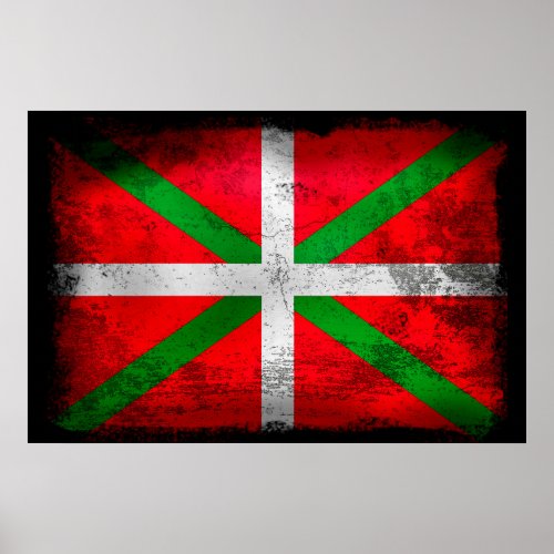 Distressed style Basque Country flag Ikurria Poster