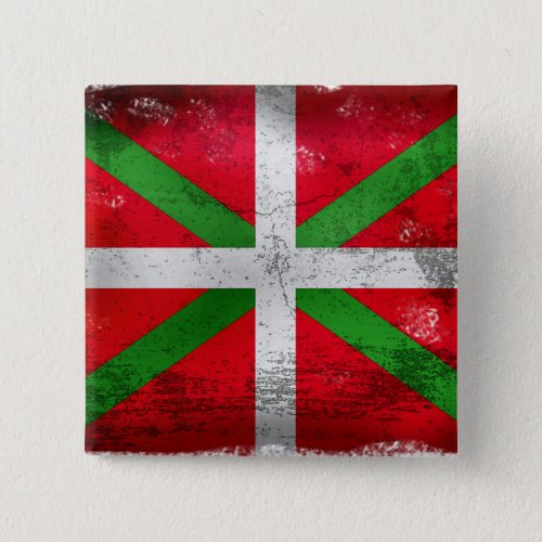 Distressed style Basque flag Ikurria Button