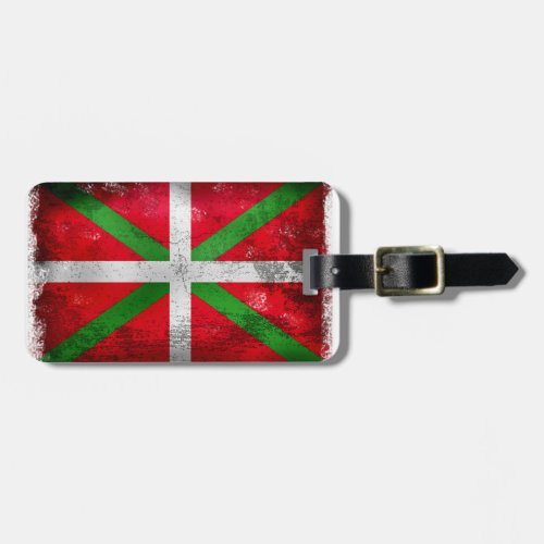 Distressed style Basque flag Ikurria Luggage Tag