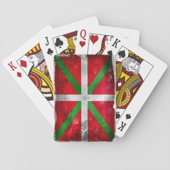 Distressed Style Basque Flag: Ikurriña  Playing Cards by RWdesigning at Zazzle