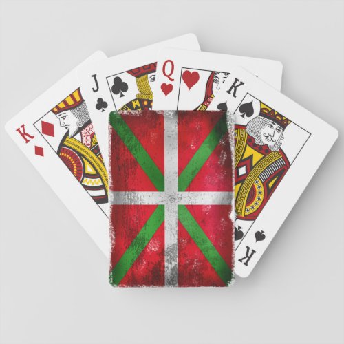 Distressed style Basque flag Ikurria Poker Cards