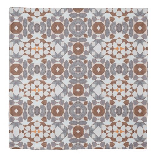 Distressed Style Vintage Moroccan Mosaic  Duvet Cover