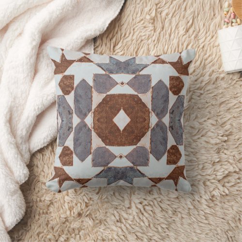 Distressed Style Vintage Moroccan Mosaic Tile  Throw Pillow
