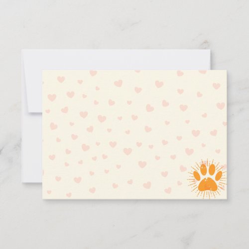 Distressed Sunbeam Dog Paw Blank Cream Off White Note Card