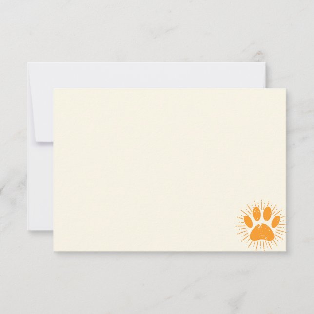 Distressed Sunbeam Dog Paw Blank Cream Off White Note Card (Front)