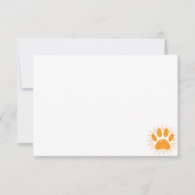 Distressed Sunbeam Dog Paw Custom Blank Note Card (Front)