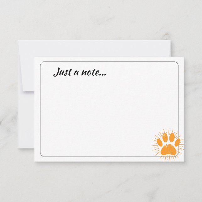 Distressed Sunbeam Dog Paw Custom Just a Note Card (Front)