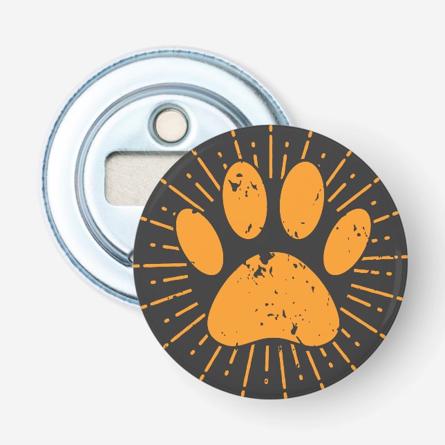 Distressed Sunbeam Dog Paw Print  Bottle Opener (Front)