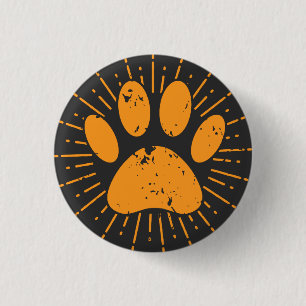 Distressed Sunbeam Dog Paw Print Button