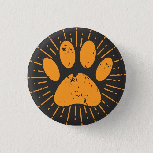 Distressed Sunbeam Dog Paw Print  Button