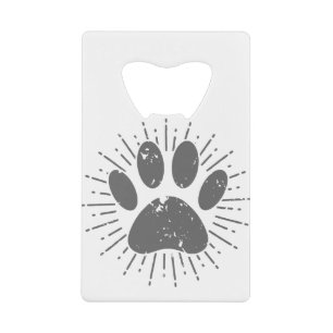 Distressed Sunbeam Dog Paw Print Credit Card Bottle Opener