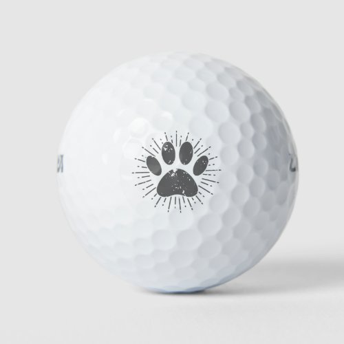 Distressed Sunbeam Dog Paw Print Golf Balls