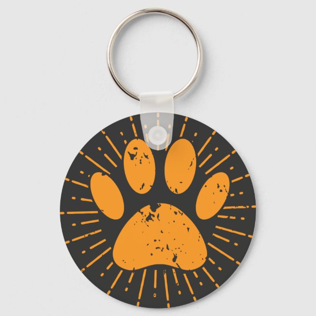 Distressed Sunbeam Dog Paw Print Keychain (Front)
