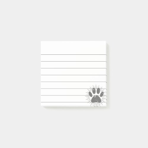 Distressed Sunbeam Dog Paw Print Lined 3x3 Post_it Notes