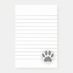 Distressed Sunbeam Dog Paw Print Lined Post-it Notes