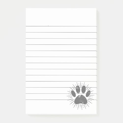 Distressed Sunbeam Dog Paw Print Lined Post_it Notes