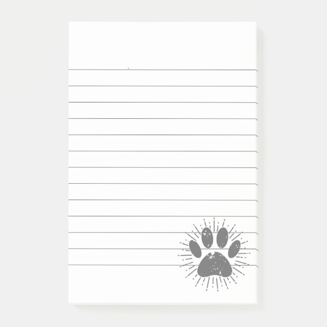Distressed Sunbeam Dog Paw Print Lined Post-it Notes (Front)