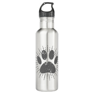 Distressed Sunbeam Dog Paw Print Stainless Steel Water Bottle