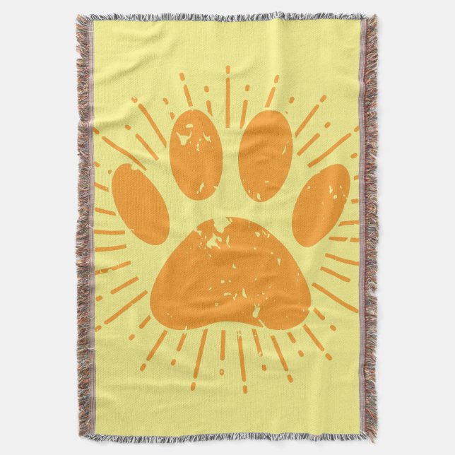 Distressed Sunbeam Dog Paw Print  Throw Blanket (Front Vertical)