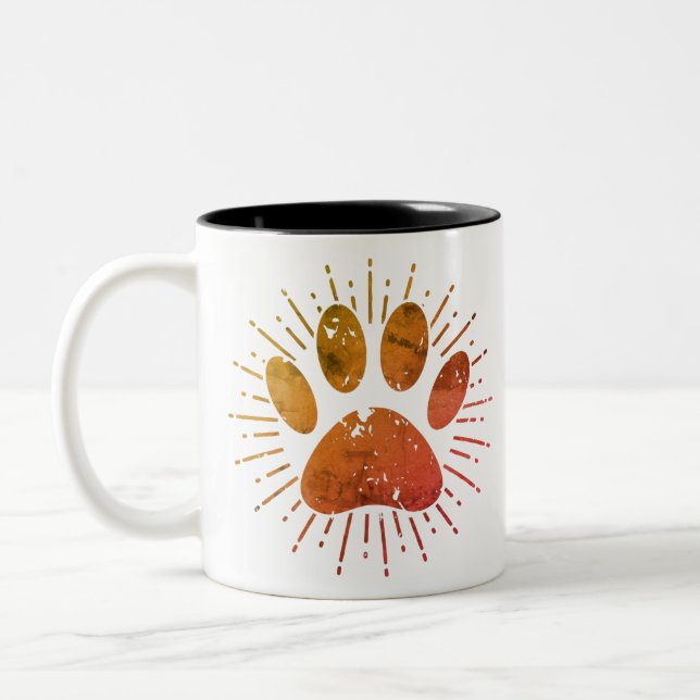 Distressed Sunbeam Dog Paw Print Two-Tone Coffee M Mug (Left)