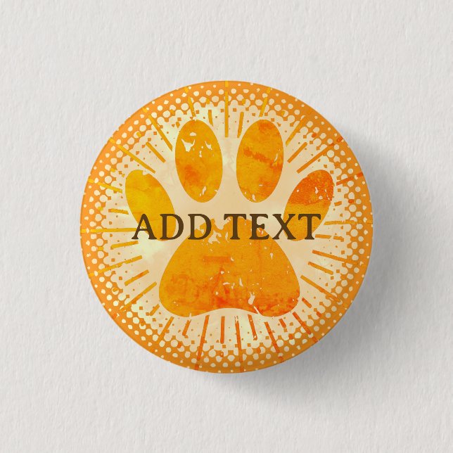 Distressed Sunbeam Dog Paw Watercolor Print  Button (Front)