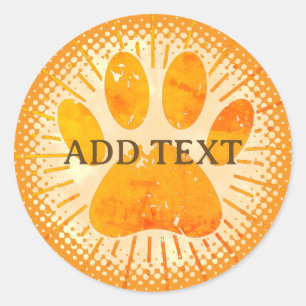Distressed Sunbeam Dog Paw Watercolor Print Classic Round Sticker