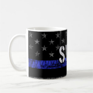 Distressed SWAT Police Flag Coffee Mug