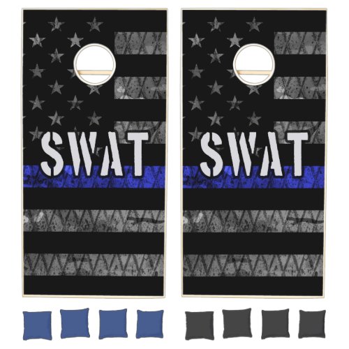 Distressed SWAT Police Flag Cornhole Set